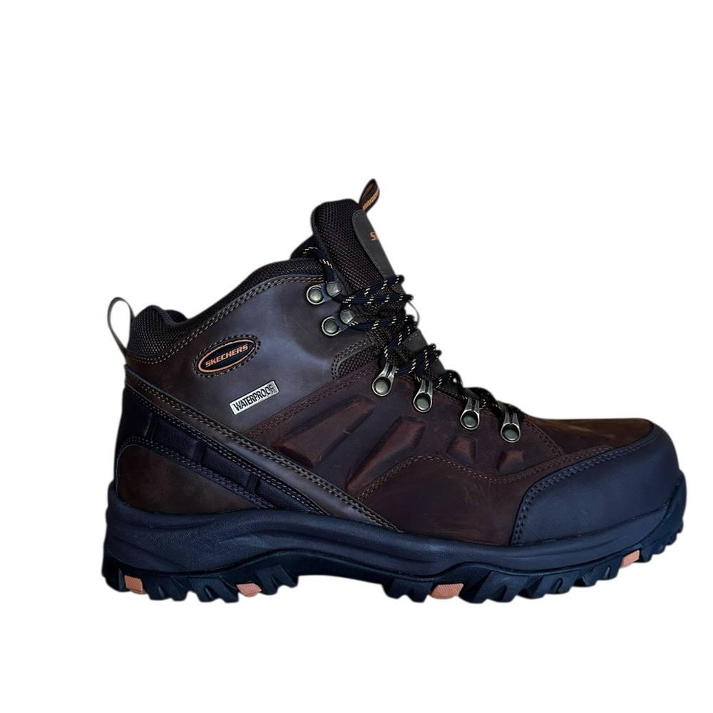 Skechers Men's Relment Traven Waterproof Leather Hiking Boots Brown Size 11 - Picture 8 of 10